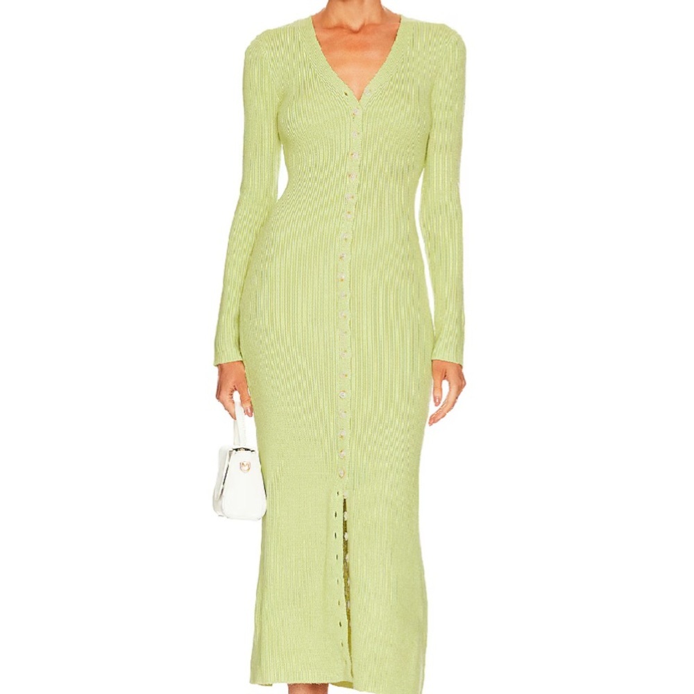 LPA Kavala Sweater Dress In Lime Green Size S